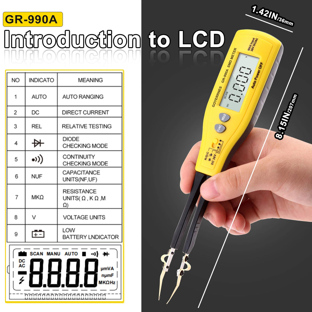 HoldPeak SMD Component Tester – Digital Resistance/Capacitance — product view 7