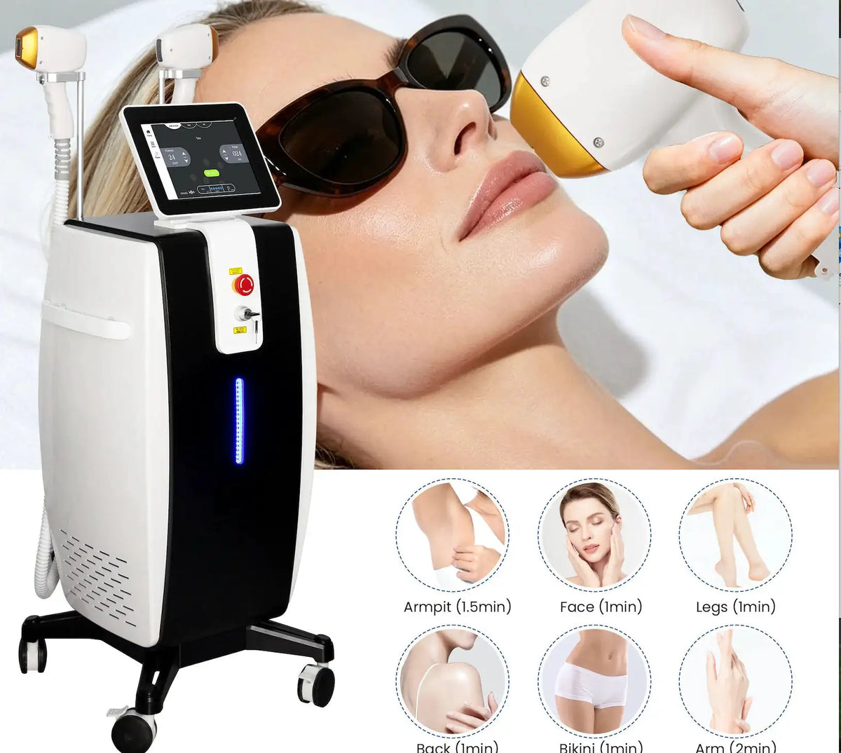 810NM Vertica Laser Diode Professional Hair Removal Machine 6 Wavelength Ice Titanium Painless Diode Laser Permanent Depilator