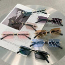Trendy Rimless Rectangle Sunglasses for Men and Women Stylish