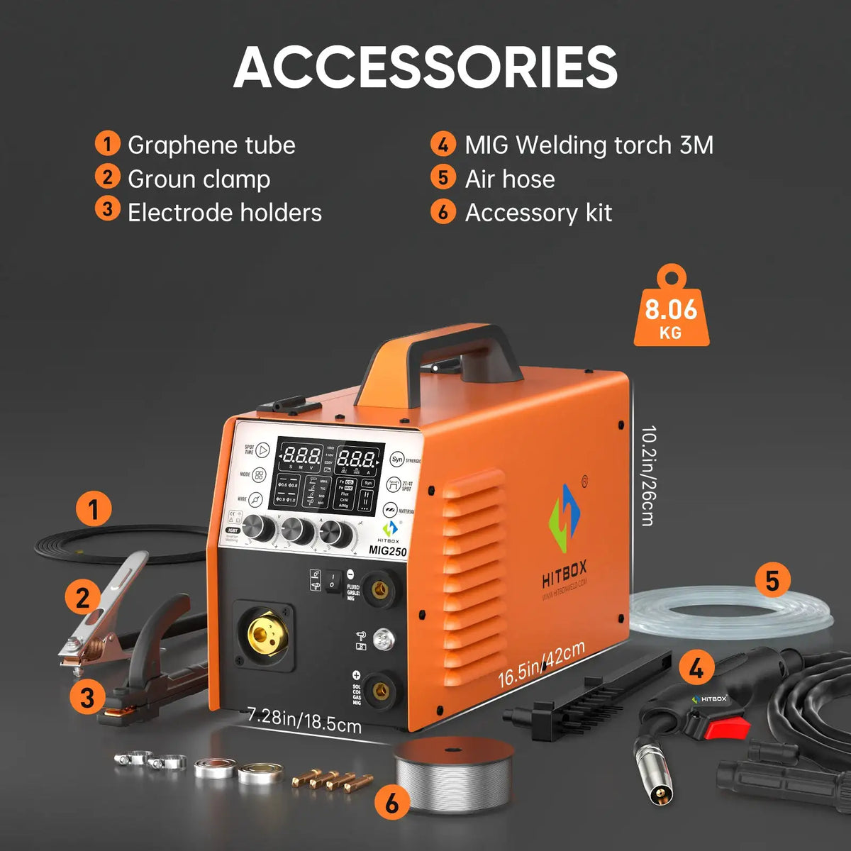 HITBOX MIG250 Aluminum Pulse MIG Welder — product view 8