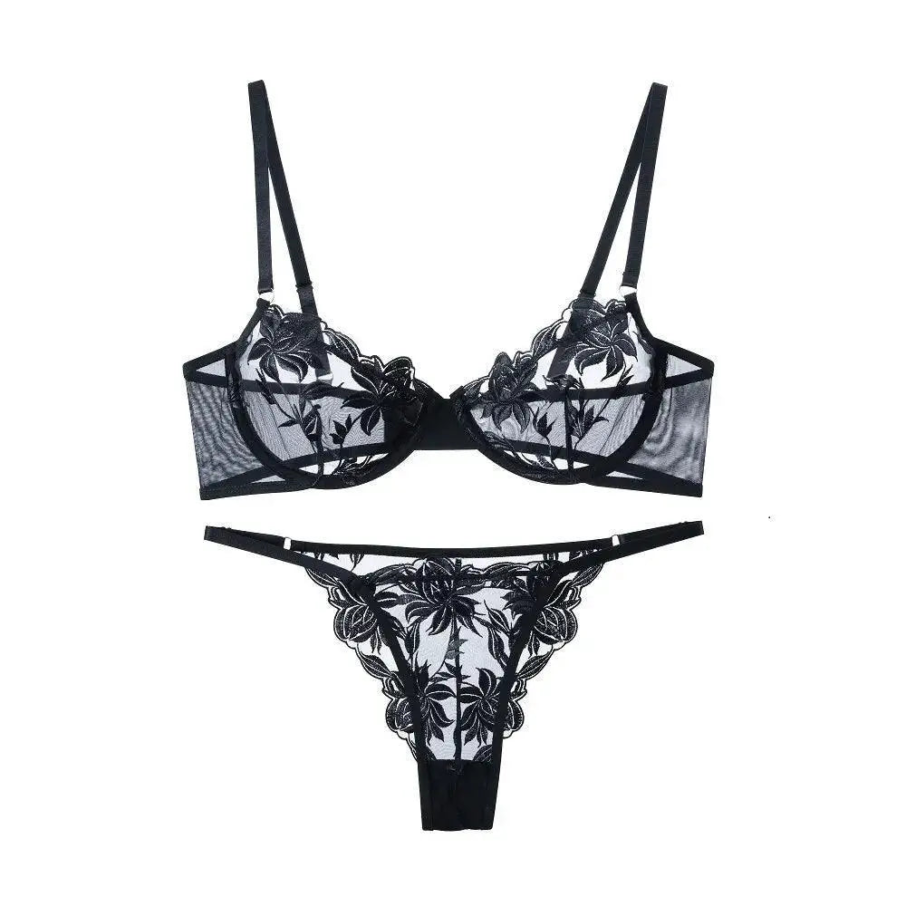 Elegant Mesh Embroidered Lingerie Set For Women Premium