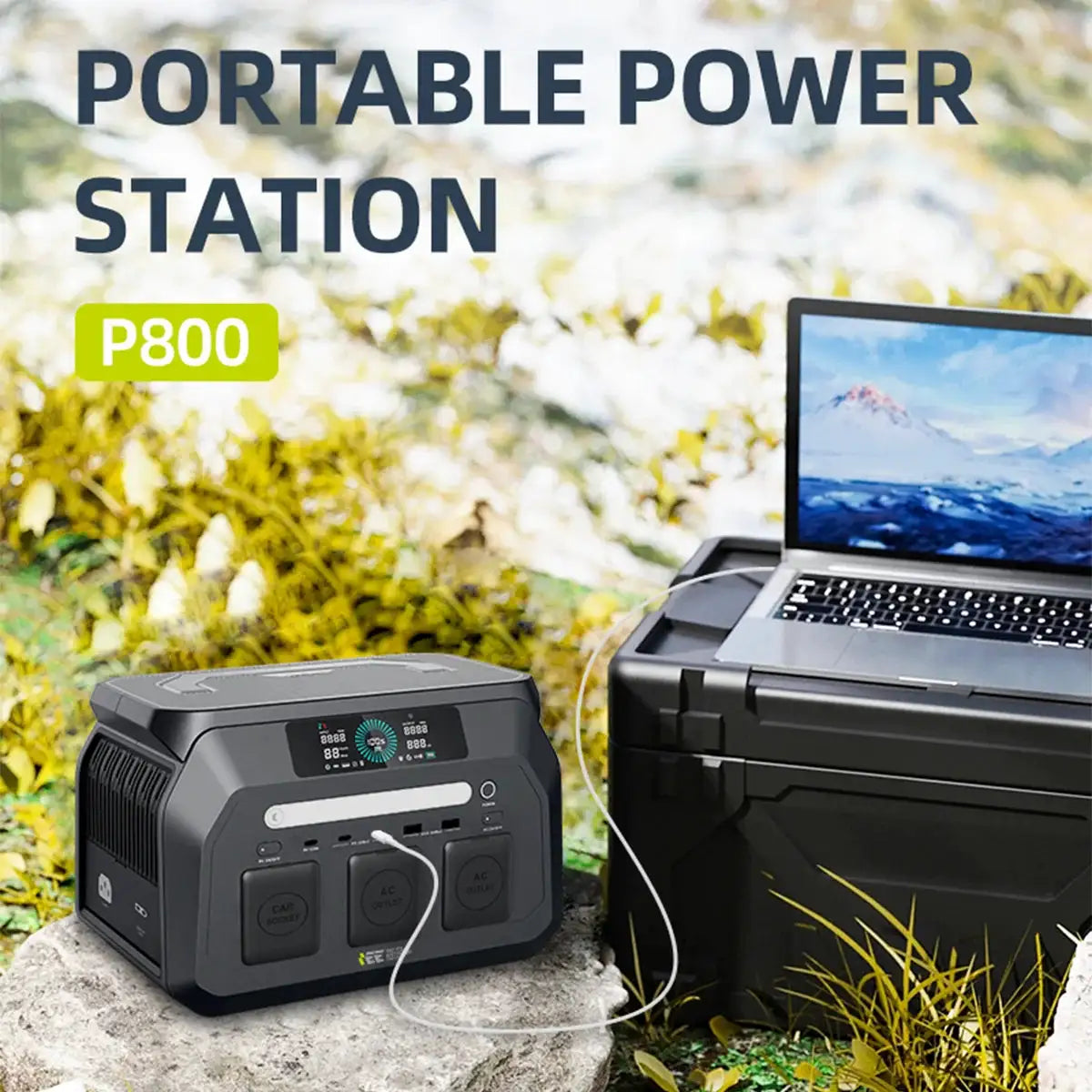 IEE 800W Portable Power Station, 512Wh LiFePO4 Outdoor Solar Generator for Home Use Emergency Camping RV Job Site Hurricane Blackout