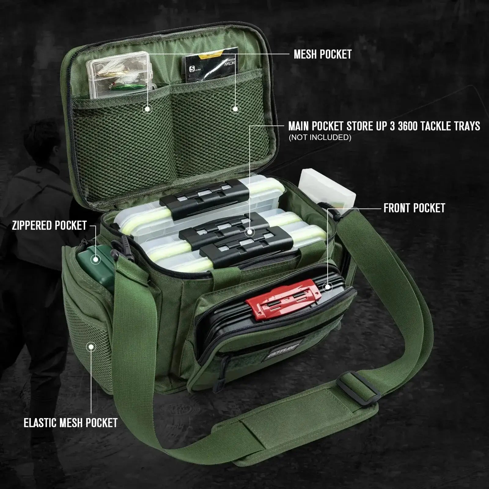 Goture High Capacity Fishing Tackle Bags 600D Oxford Cloth