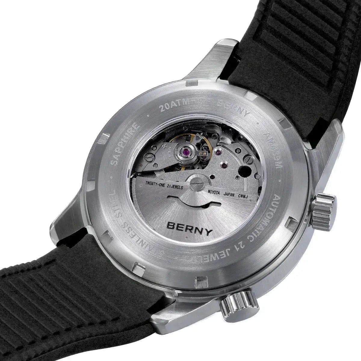 BERNY Men's Dive Watches 200M Waterproof Super Luminous Automatic Mechanical Diver Watch 42mm Sapphire Swim Diving Wristwatch
