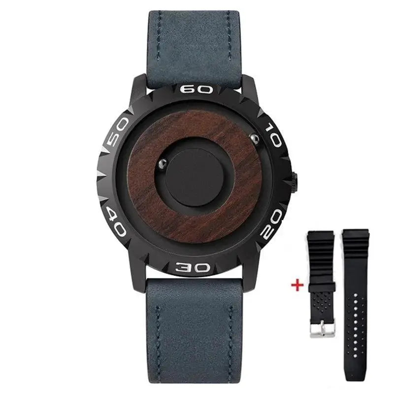 Magnetic Wooden Quartz Watch Stylish Interactive Timepiece