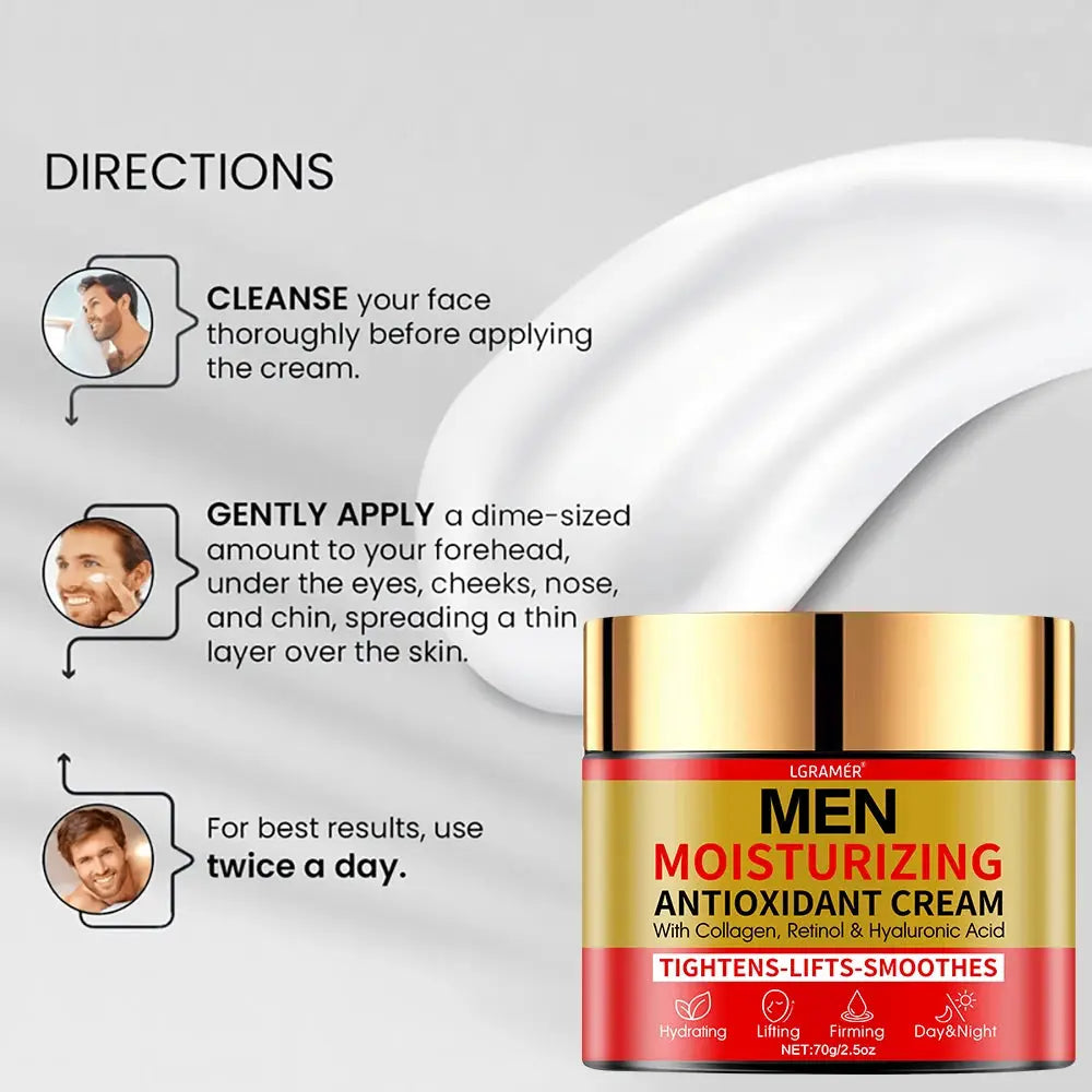 Men's Collagen Moisturizing Cream for Anti-Aging, Lightening Spots and Wrinkles, Whitening Cream to Make Your Skin Youthful