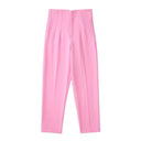 Vintage High-Waist Zipper Fly Trousers for Stylish Women