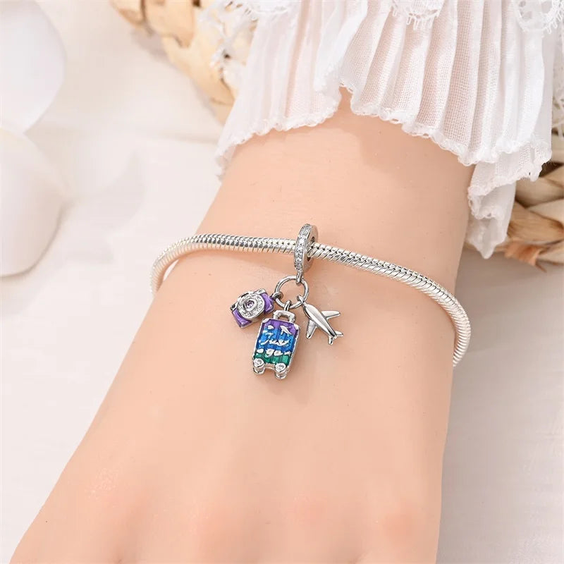 Sterling Silver Colorful Travel Luggage