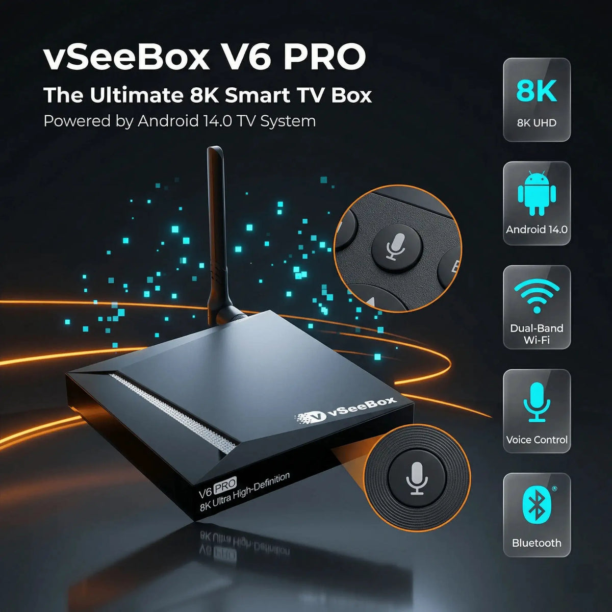 VSeeBox V6 Pro 2026 Newest, 4GB RAM+32GB Storage, Parental Control