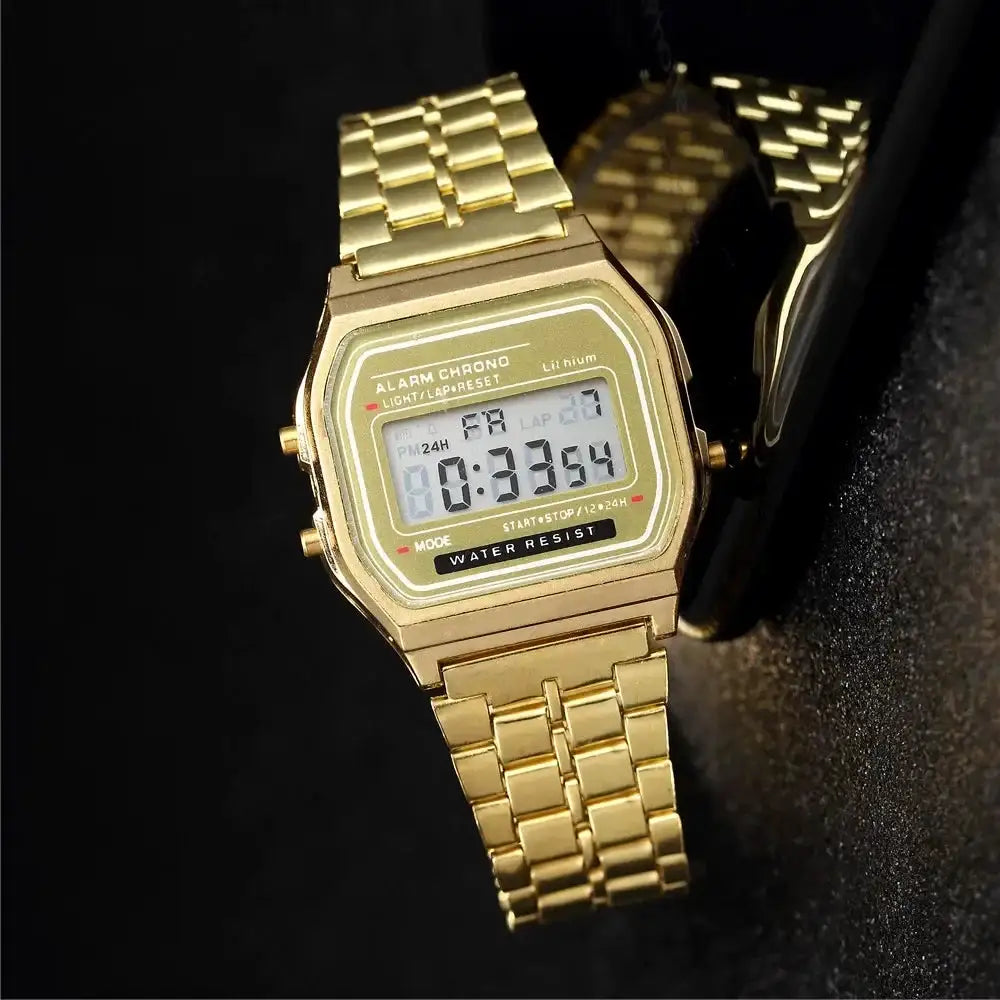 Stainless Steel LED Digital Watches for Men Gold Sliver Luxury Electronic Watch Fashion Business Mens Watch Relogios Masculino
