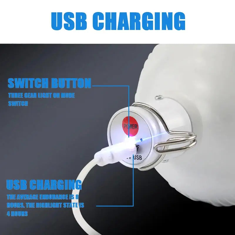 Portable Outdoor BBQ Camping Lights USB Rechargeable Lamp LED Emergency Bulb Hook High Power Tents Lantern Night Lights Bulb