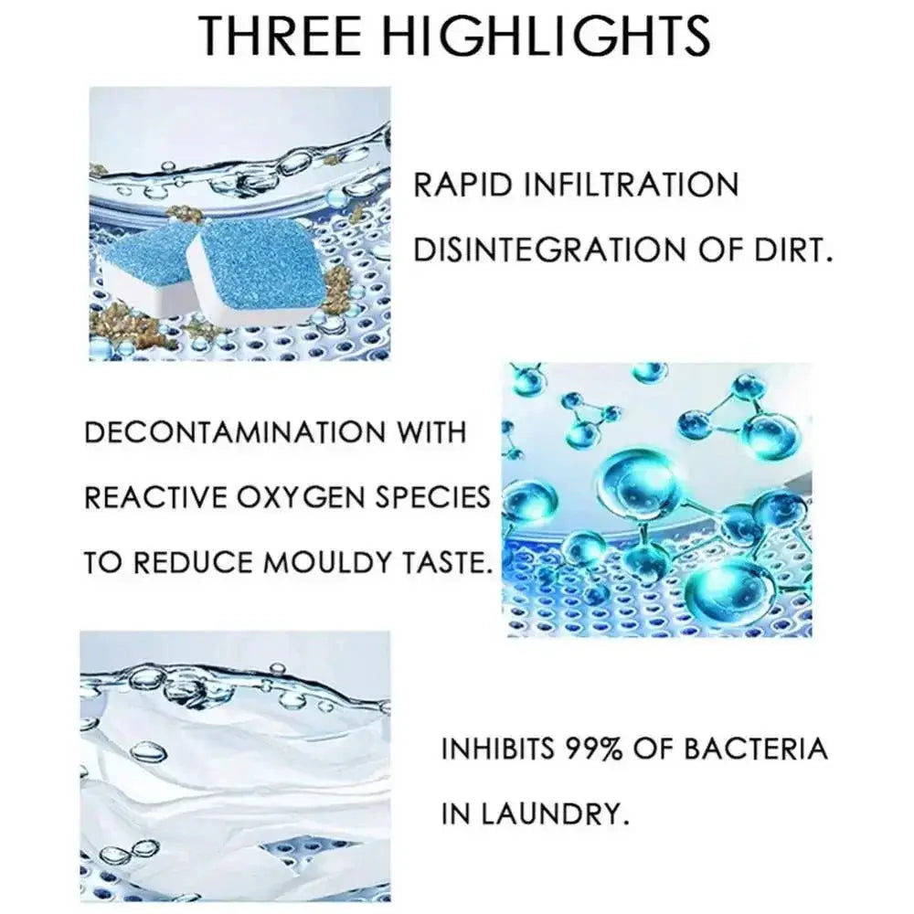 Deep Cleaning Effervescent Washing Machine Cleaner Tablets