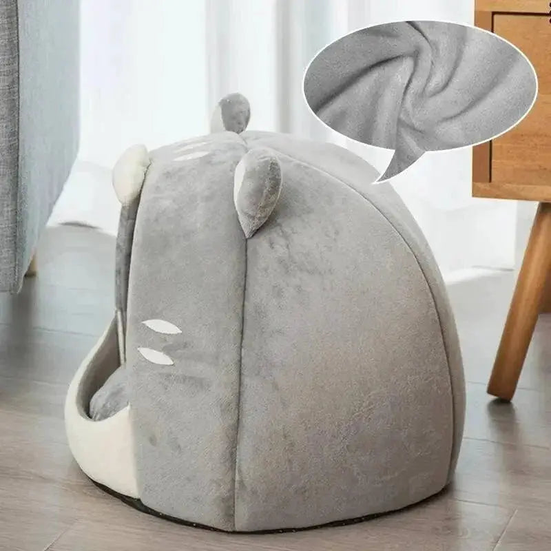 Cozy Cat Shaped Pet Bed House Plush Breathable Design