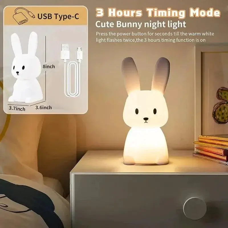 Rabbit Night Light Cute Bunny Lamp for Kids Sleep Glow