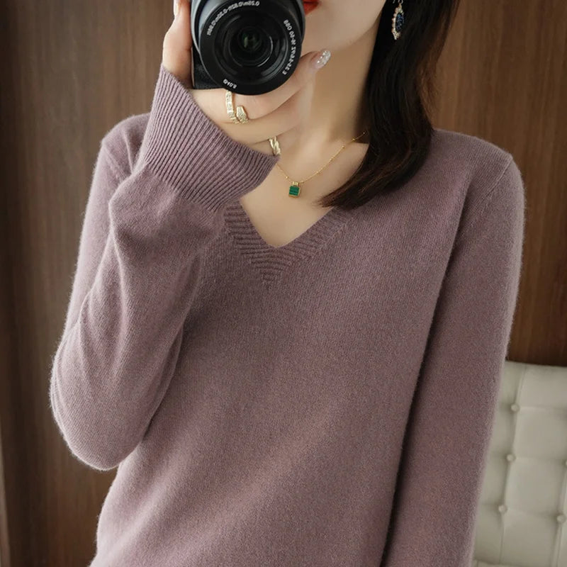 V Neck Knit Sweater