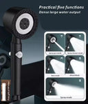 New 5 Mode Pressurized Shower Head With Filter Stop Button Water Saving Spray Nozzles Big Boost Showerhead Bathroom Accessories