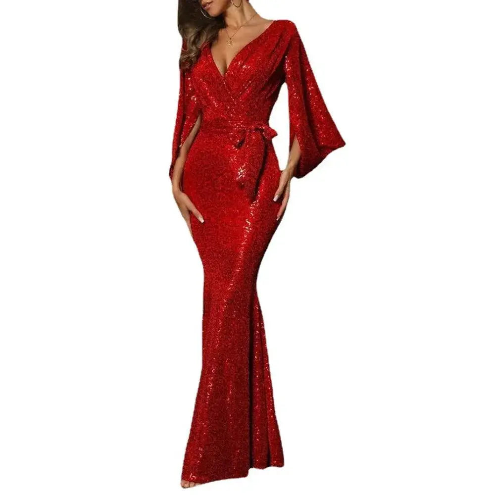 Plus Size Sparkling Chiffon Gown With Sequin Details