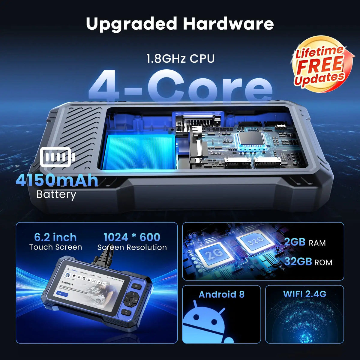 MUCAR 682 AI Assisted OBD2 Diagnostic Tool OE-level Full System Diagnosis 20 Resets Bi-directional CAN FD Lifetime Free Update