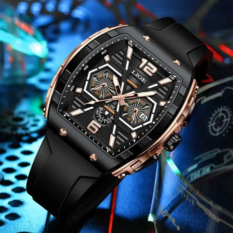 LIGE Luxury Quartz Watch Multifunctional Timepiece For Men