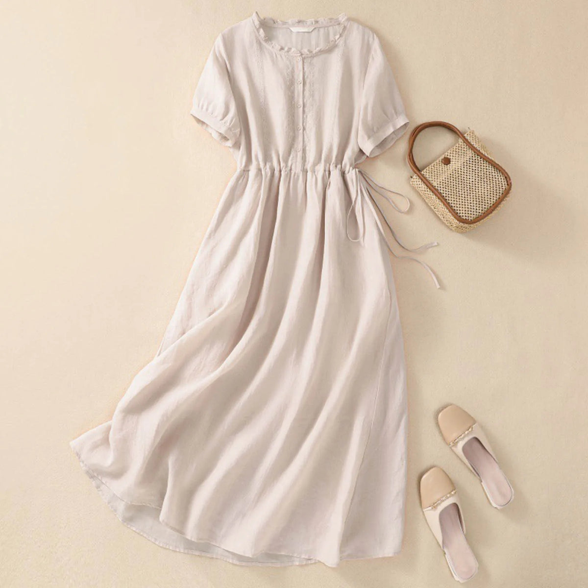 Simple Solid Cotton Commuter Dress