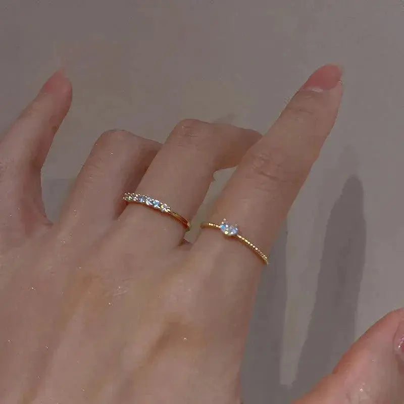Heart Shaped Zircon Ring Mood Tracker Elegant Wedding Band