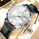 Poedagar Mens Leather Date Week Watch