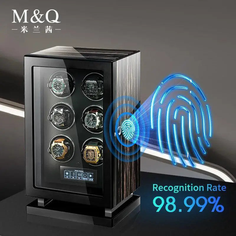 Luxury Biometric Wood Watch Winder for Secure Storage
