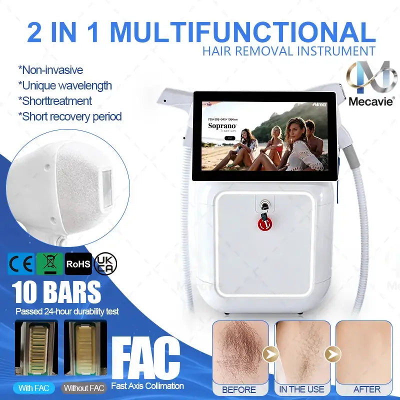 2026 Newest Diode Laser Painless Hair Removal Skin Care 6000W 2in1 Diode 6 Wavelength Laser ND : YAG Pico Q-Switch Machine