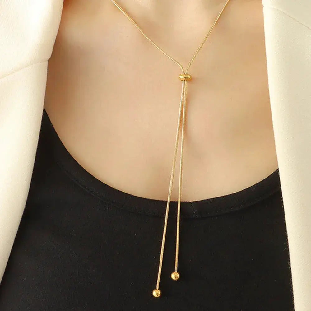 eManco Personalized Snake Chain Adjustable Y Necklace Women