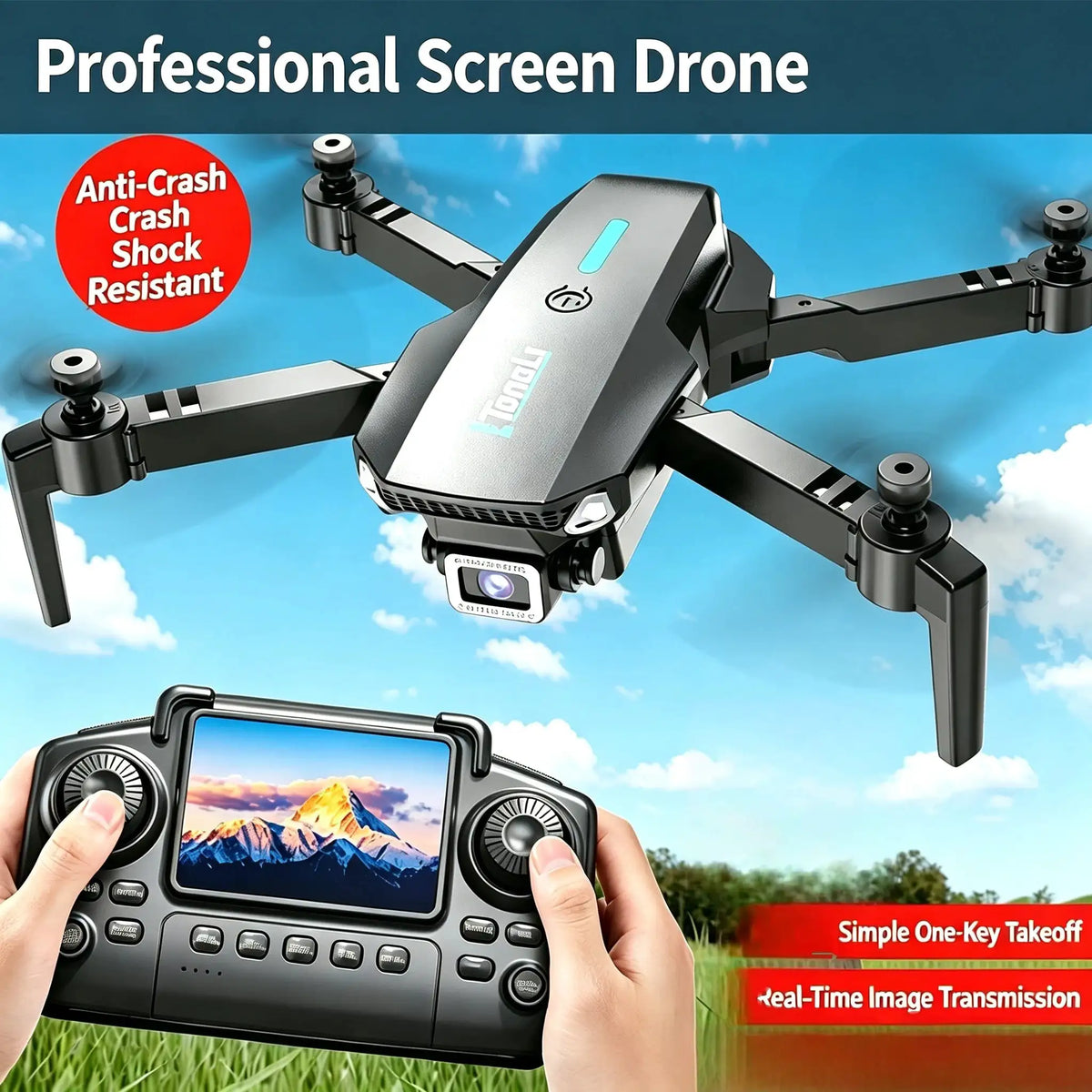 TONGLI Foldable Drone RC Quadcopter with Large‑Screen Remote — product view 2