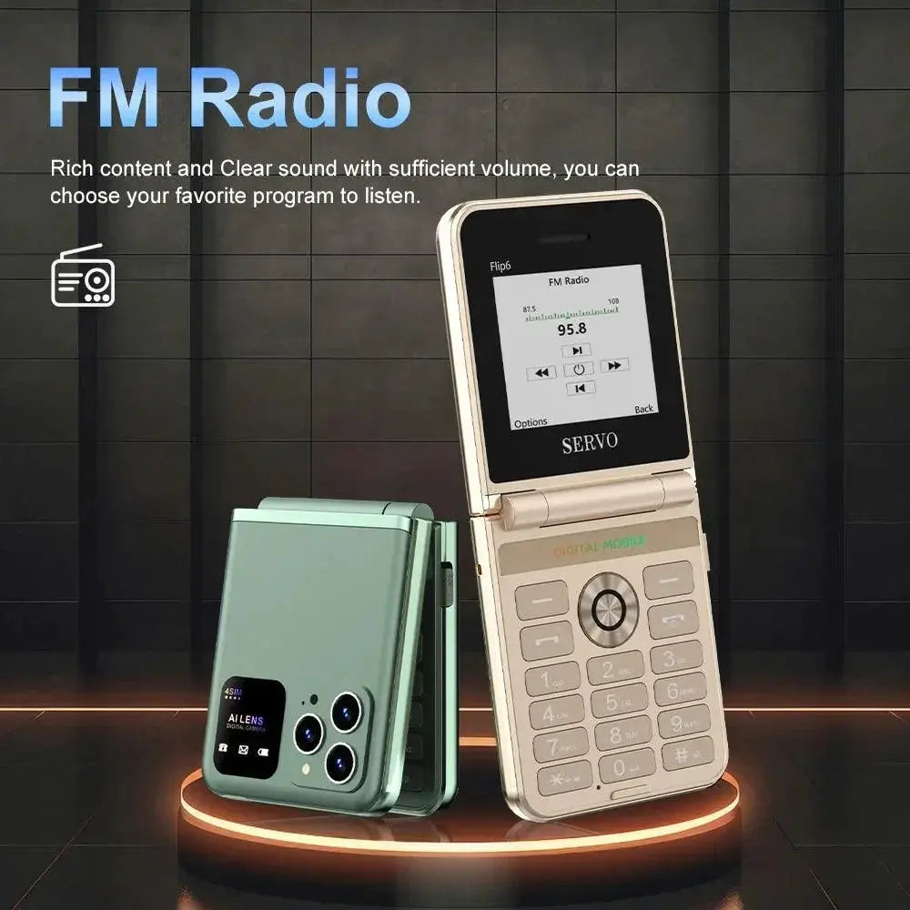 Servo Flip 6 Mobile Phone 4 SIM Card Torch Cellphone