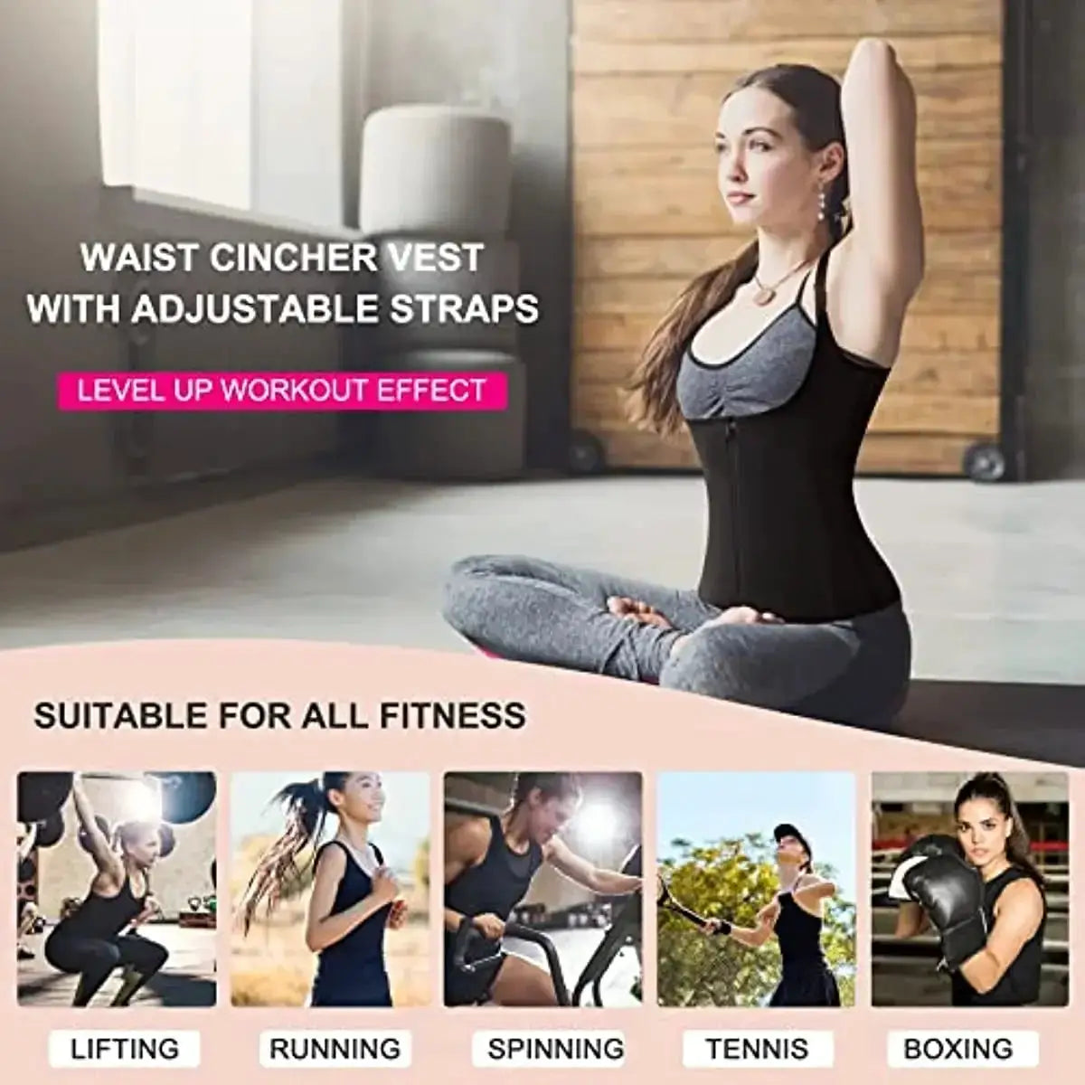 Neoprene Waist Trainer Corset Zip Vest Slimming Girdle