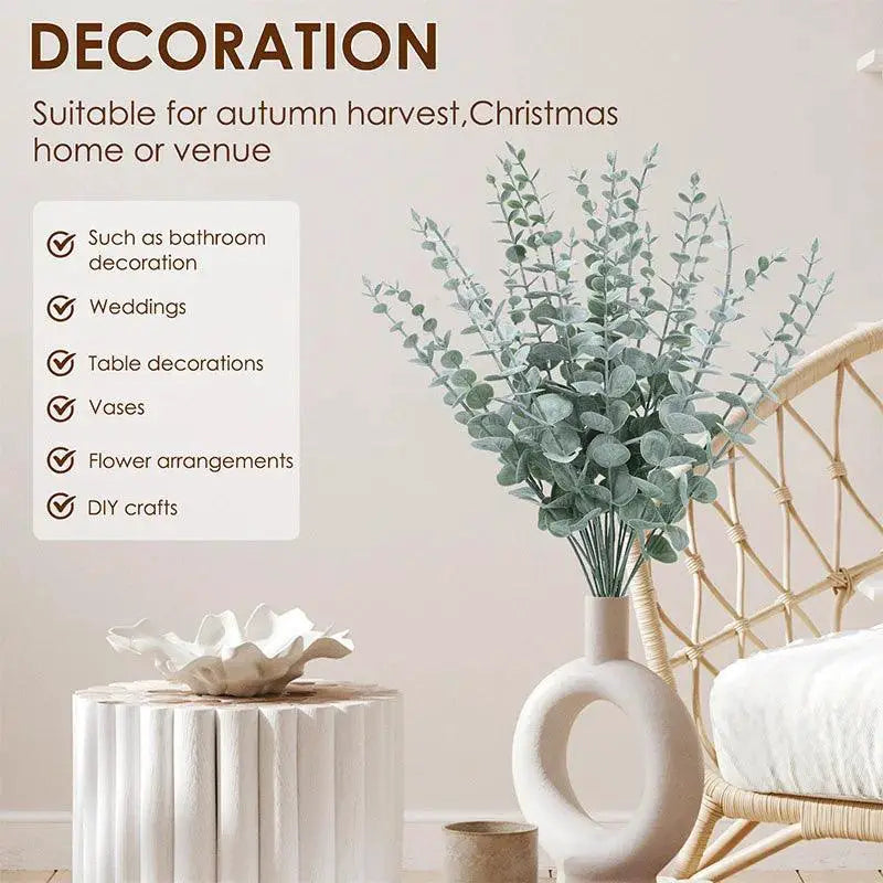 Artificial Eucalyptus Leaf Branches For Home Garden Decor