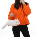 Women Cat Plush Shoulder Bag Corduroy Satin Fur Messenger