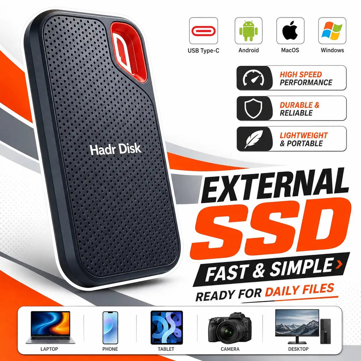 High Speed External Hard Drive Portable SSD USB Type-C Mobile — product view 1