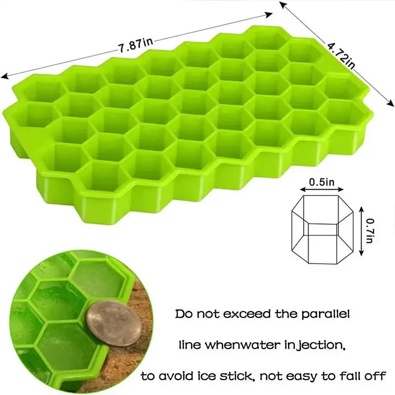 Honeycomb 37 Lattice Cube Tray Maker With Lid Ice Mold - OurLum.com
