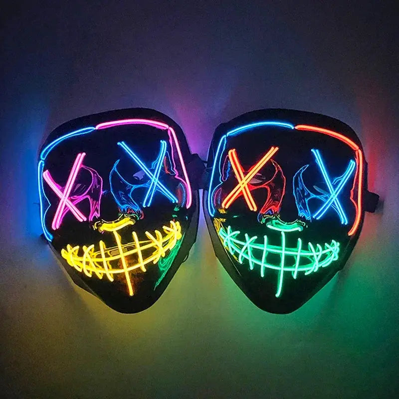 Halloween Purge Neon Light Up Mask With LED Gloves