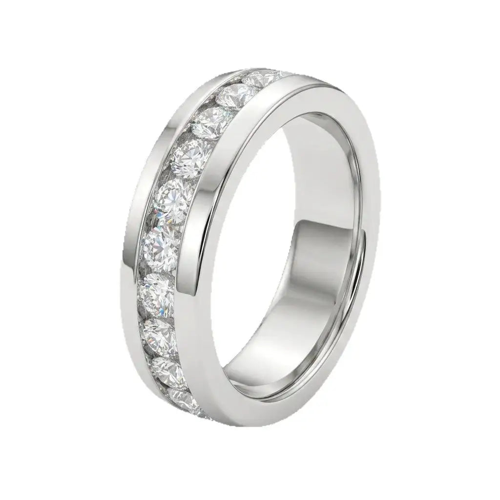 Sterling Silver Silver Moissanite Wedding Band Ring — product image 7