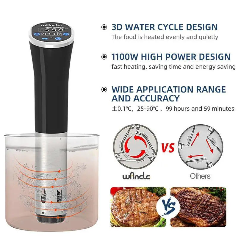 Wancle 1100W Sous Vide Cooker LCD Touch Circulator