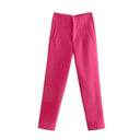Vintage High-Waist Zipper Fly Trousers for Stylish Women