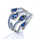 Vintage Blue Floral Platinum Ring