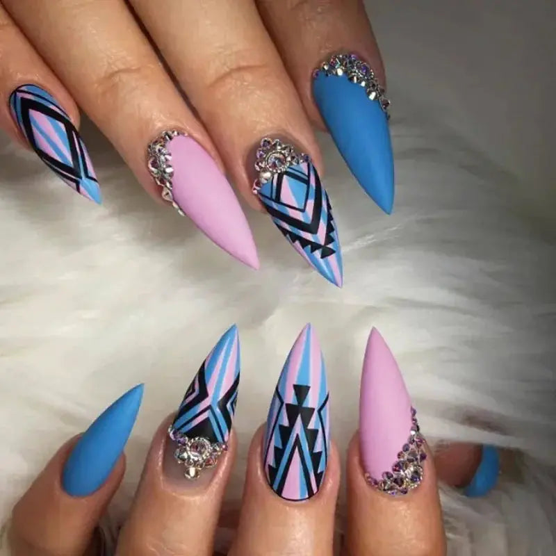 24Pcs Light Green Stripe Gradient Full Cover Fake Nails Set