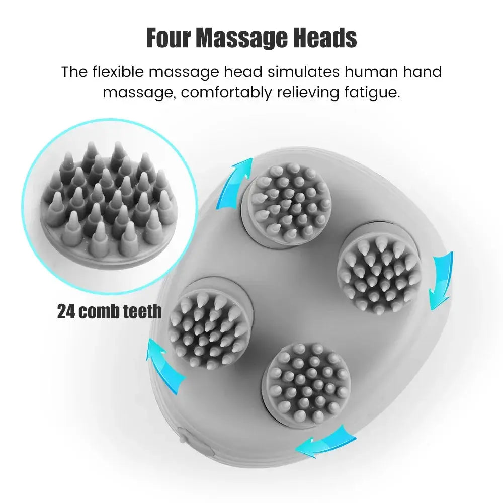 Electric Head Scalp Massager With 4 Kneading Heads