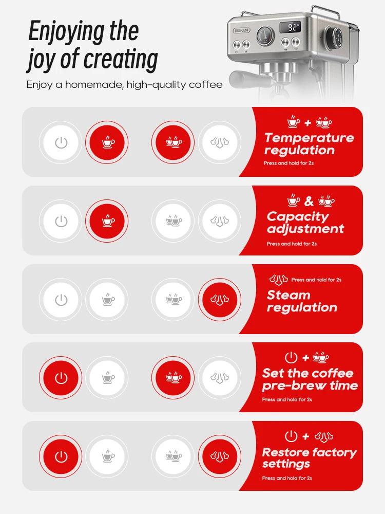 HiBREW Semi Automatic Espresso Coffee Machine Temperature — product view 2