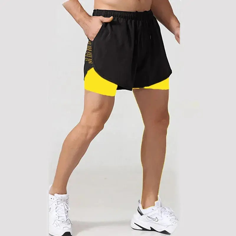 Men's 2 in 1 Quick Dry Running Shorts for Gym Fitness