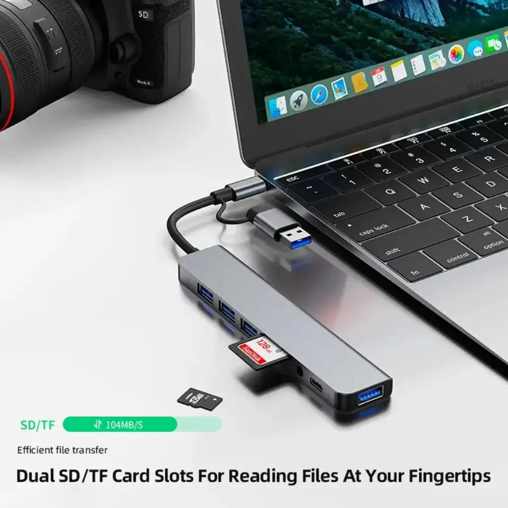 USB C Hub USB Splitter 8 Inch USB Extender With 4 Ports