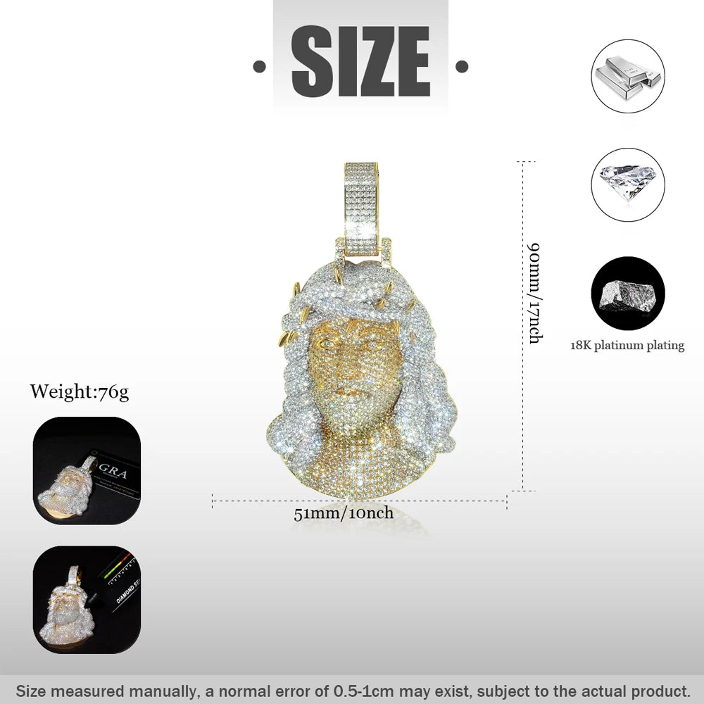 Iced Out Jesus Head Pendant