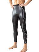 Men Fashion White Splicing Leather Pants Waist Trainer Sale