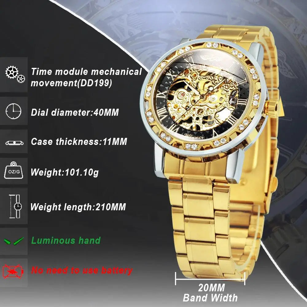 Diamond Skeleton Mechanical Watch Transparent Timepiece
