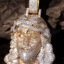 Gold Plated Jesus Pendant Micro Cubic Zirconia Christ Head Charm